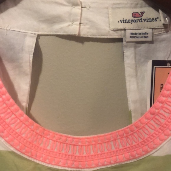 Vineyard Vines Multi Stripe Cotton Embroidered Dress Size 14 - Picture 2 of 3